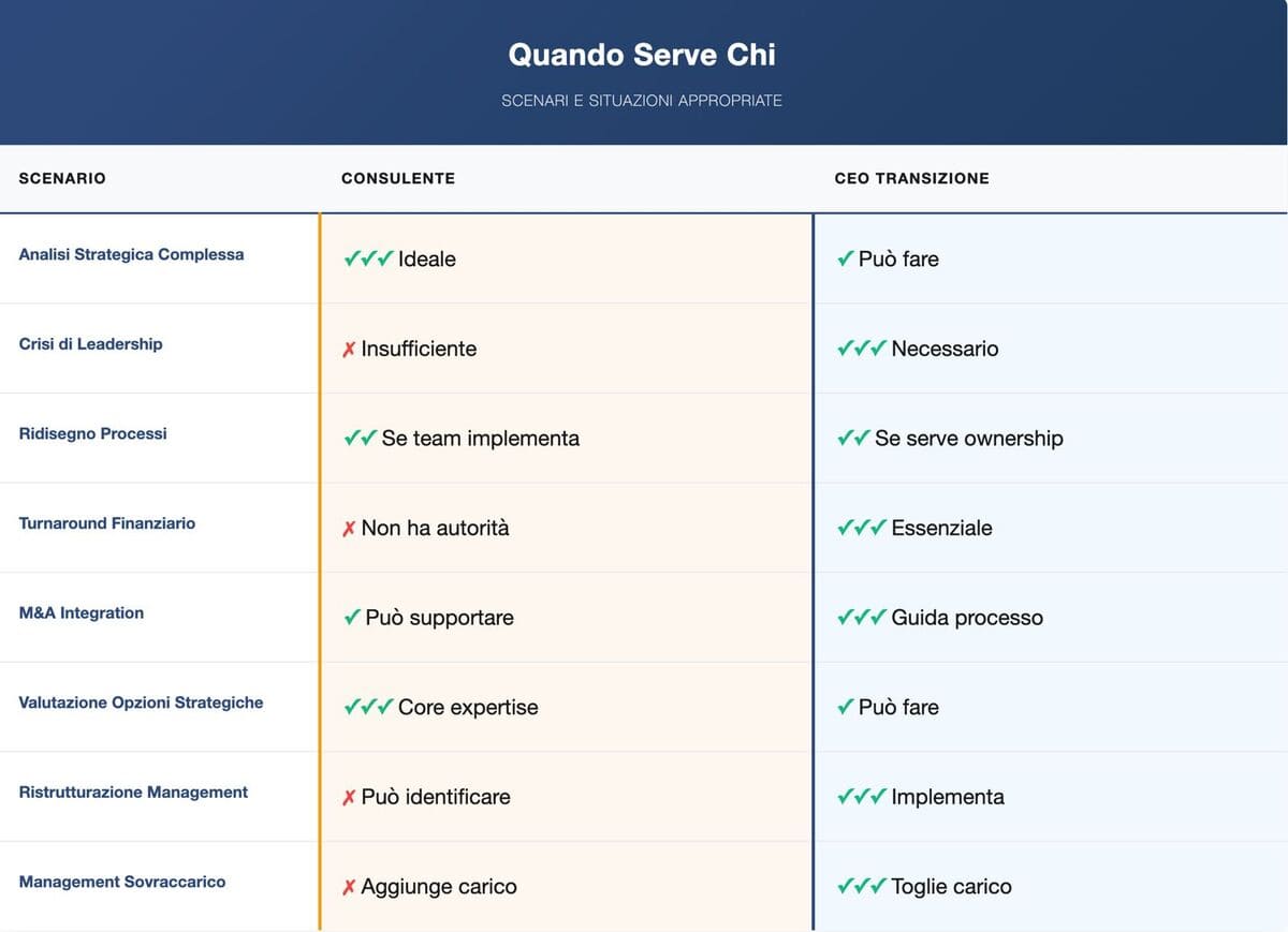 quando serve ceo temporaneo vs consulente